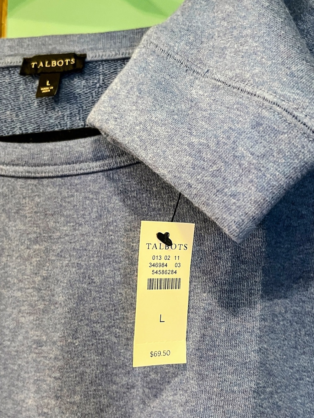 Talbots Heathered Blue Crewneck Sweatshirt - Large
